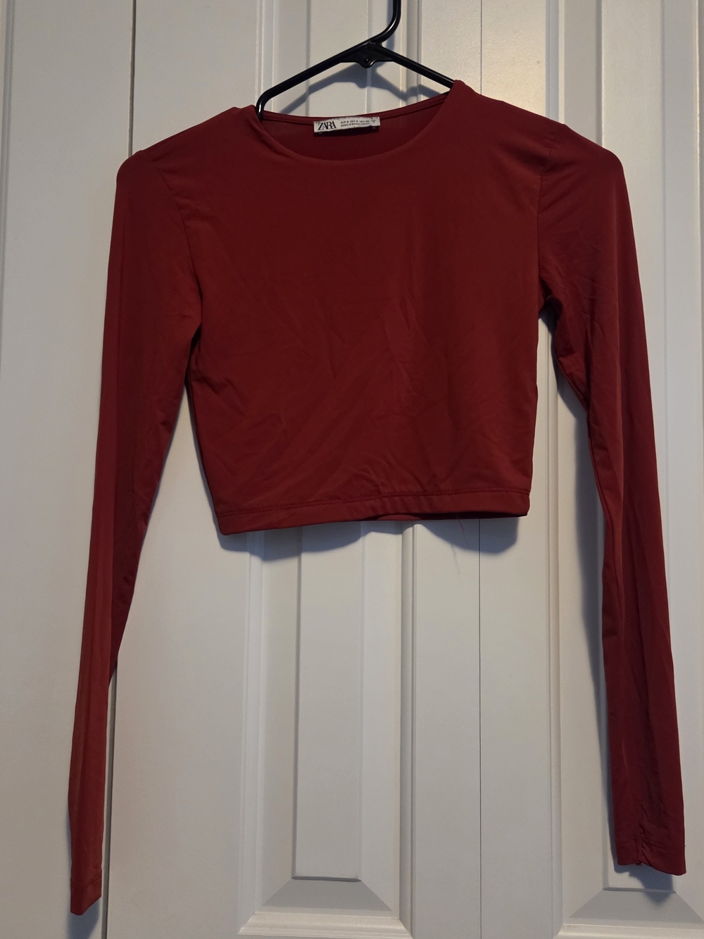 Zara Red Long-Sleeve Cropped Tee